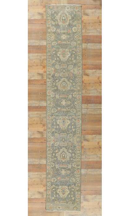 2 x 14 Modern Oushak Rug Runner Vintage Style 30715
