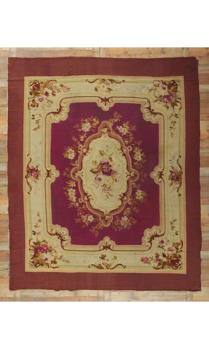 9 x 11 Antique French Aubusson Rug 73151