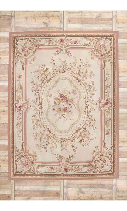 9 x 12 Vintage French Aubusson Rug 77645