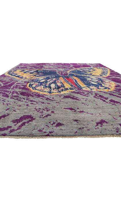 10 x 13 ​New Contemporary Moroccan Rug Inspired by Andy Warhol's Callippe Silverspot Butterfly 80335
