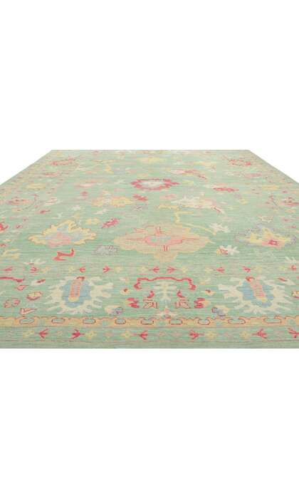 10 x 14 Colorful Green Oushak Rug 80924