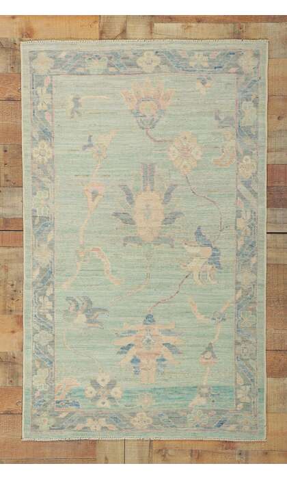 3 x 5 Colorful Light Blue Oushak Rug 80844