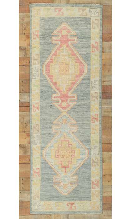 3 x 8 Modern Colorful Oushak Rug 80855