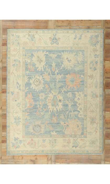 8 x 10 Colorful Blue Oushak Rug 80893