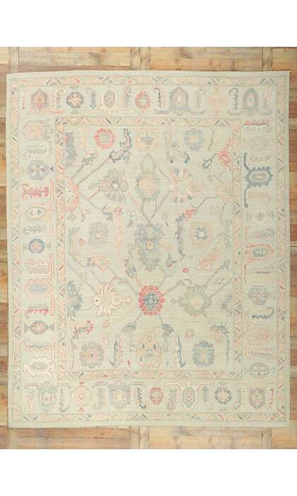 9 x 12 Colorful Modern Oushak Rug 80904