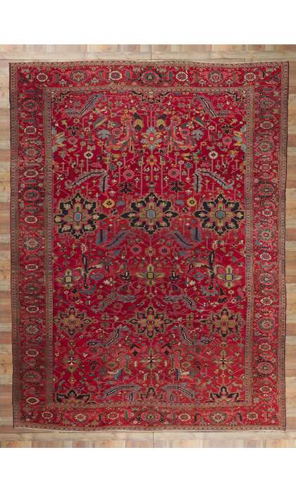 12 x 16 Antique Persian Serapi Rug 78338