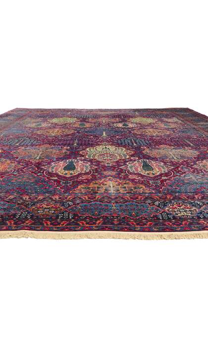 13 x 19 Antique Persian Yazd Rug 78356