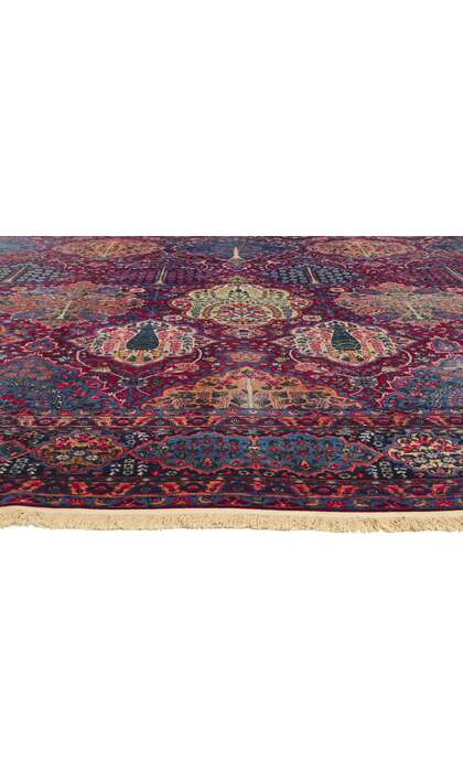 13 x 19 Antique Persian Yazd Rug 78356