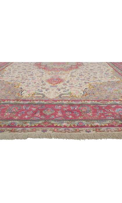 13 x 20 Vintage Silk and Wool Persian Tabriz Rug 78326