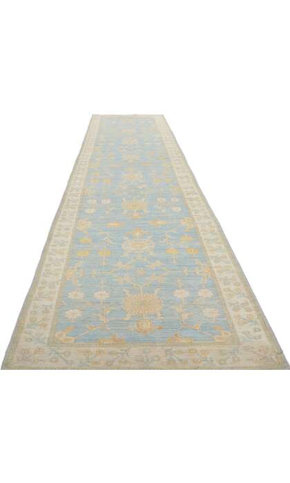 3 x 12 Colorful Blue Oushak Runner 80976