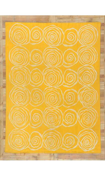 7 x 10 Contemporary Golden Whirl Kilim Rug 78311