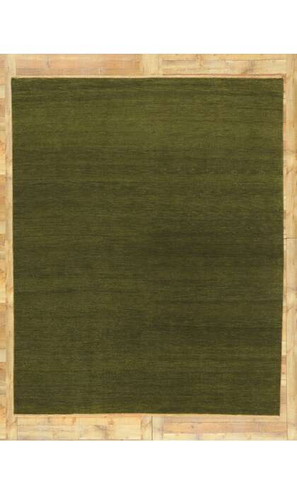 8 x 10 Solid Olive Green Modern Rug 30860
