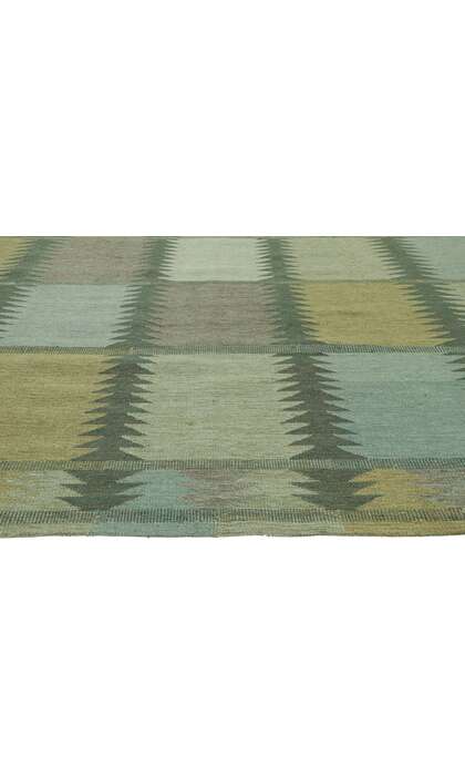 9 x 12 Scandinavian Modern Green Swedish Inspired Kilim Rug 30842