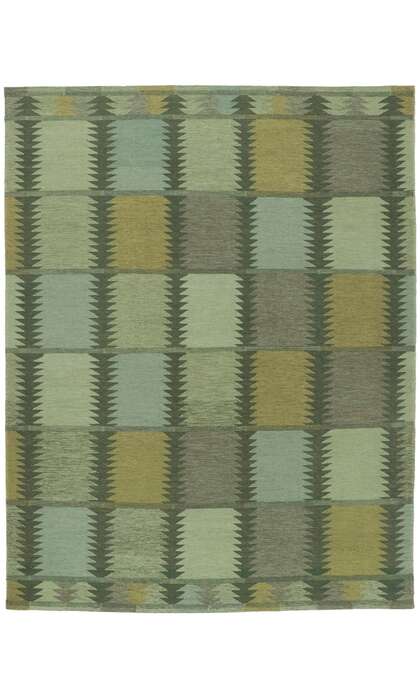 9 x 12 Scandinavian Modern Green Swedish Inspired Kilim Rug 30842