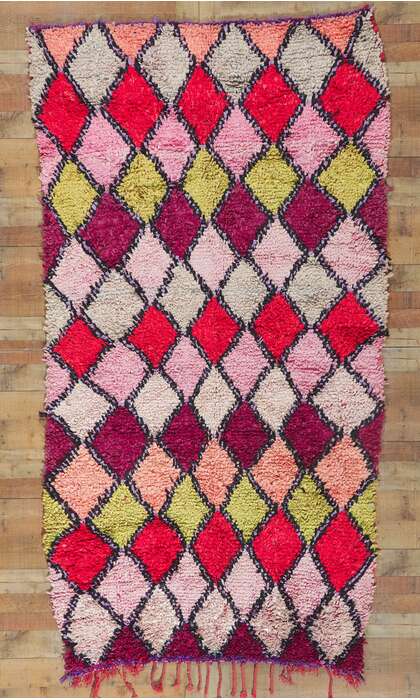 5 x 10 Vintage Boujad Moroccan Rag Rug 78362