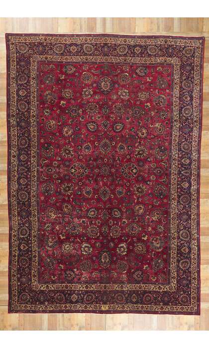 12 x 17 Antique Persian Mashhad Rug 61201