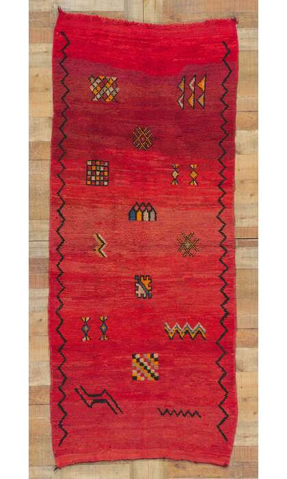 3 x 7 Vintage Red Boujad Moroccan Rug 78404