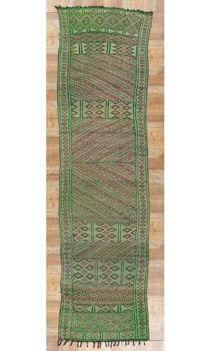 4 x 16 Vintage Green Zemmour Moroccan Kilim Rug 21701