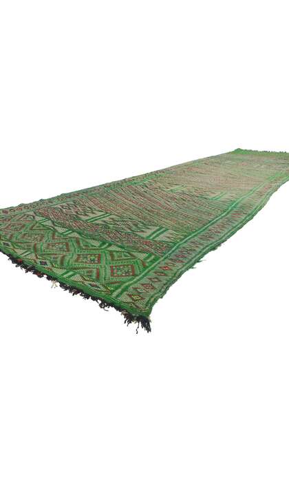 4 x 16 Vintage Green Zemmour Moroccan Kilim Rug 21701