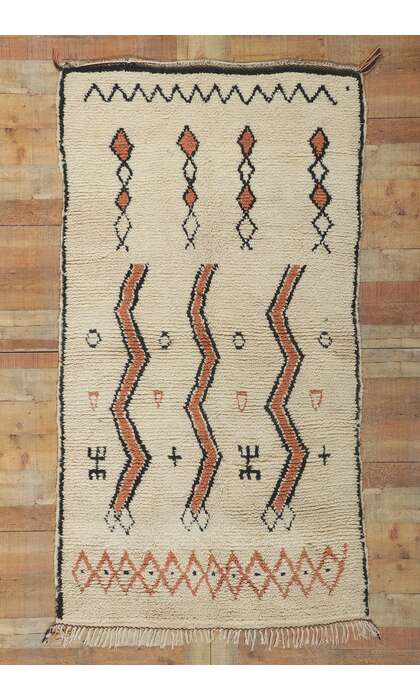 4 x 7 Vintage Moroccan Beni Ourain Rug 78401 w