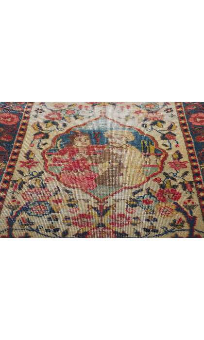 2 x 2 Antique Persian Tabriz Pictorial Rug 61213