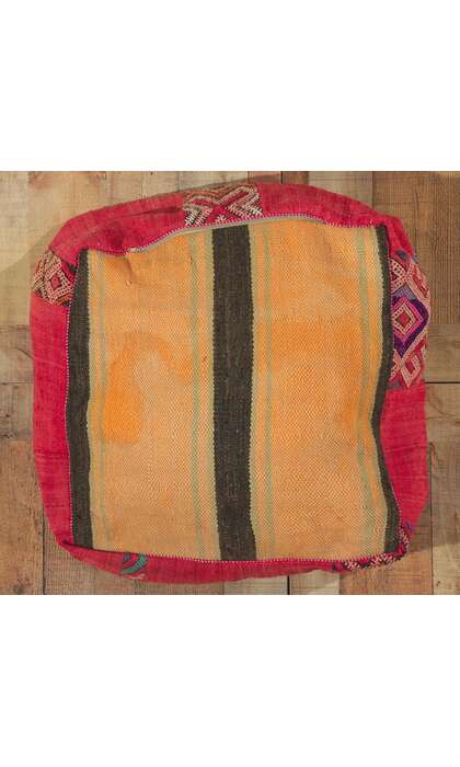 2 x 2 x 1 Vintage Moroccan Kilim Floor Pouf 78439
