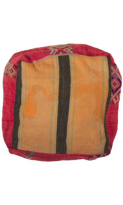 2 x 2 x 1 Vintage Moroccan Kilim Floor Pouf 78439
