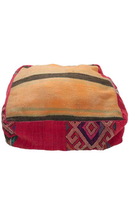 2 x 2 x 1 Vintage Moroccan Kilim Floor Pouf 78439
