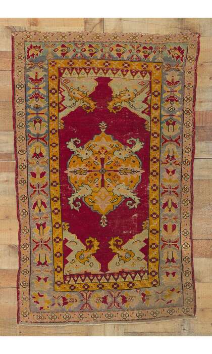 3 x 5 Antique Turkish Oushak Rug 78434