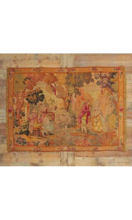 4 x 5 Antique French Aubusson Tapestry 78421