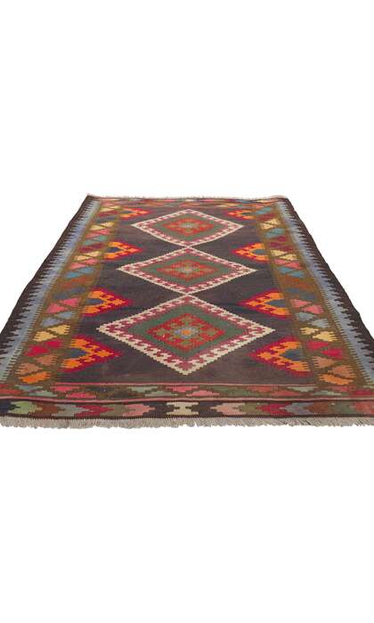 4 x 5 Vintage Persian Shiraz Kilim Rug 61177