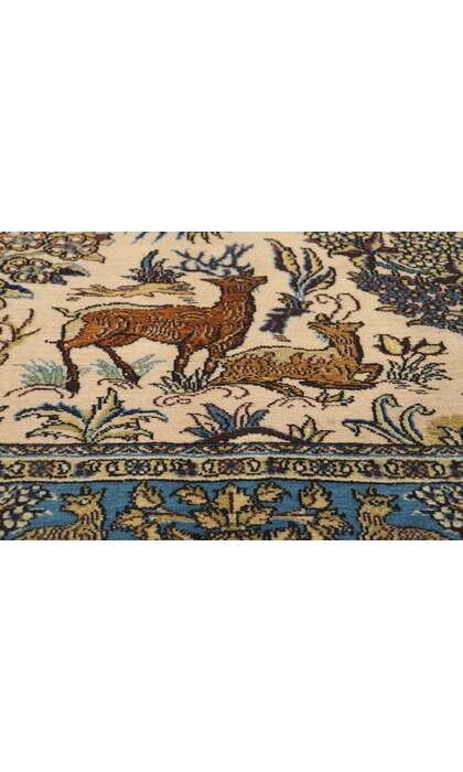 5 x 7 Vintage Persian Hunting Qum Rug 77513