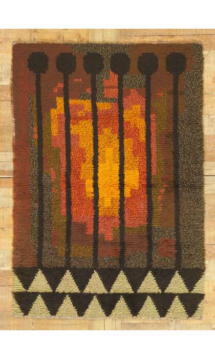 4 x 6 Vintage Swedish Birgitta Salenius Rya Rug 78510