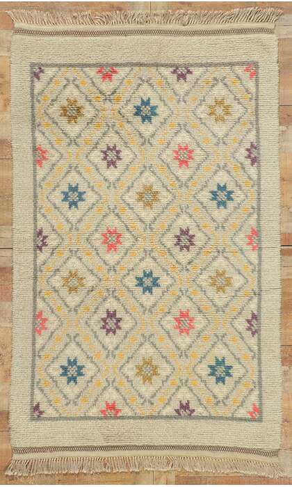 4 x 7 Vintage Scandinavian Swedish Rya Rug 78509
