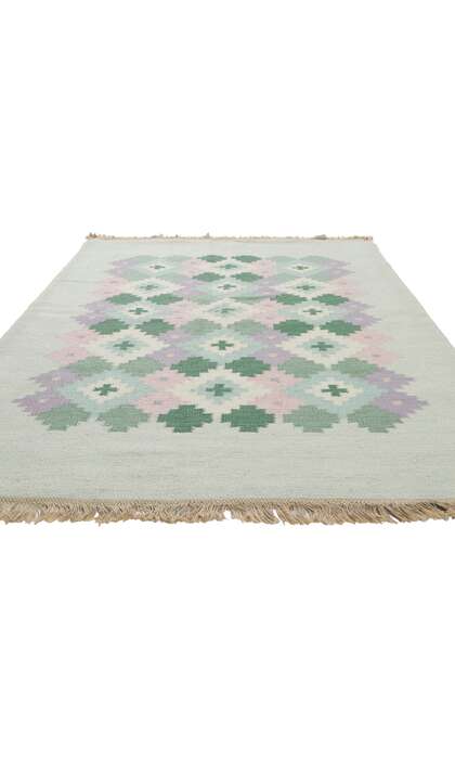 5 x 7 Vintage Swedish Kilim Rollakan Rug 78498