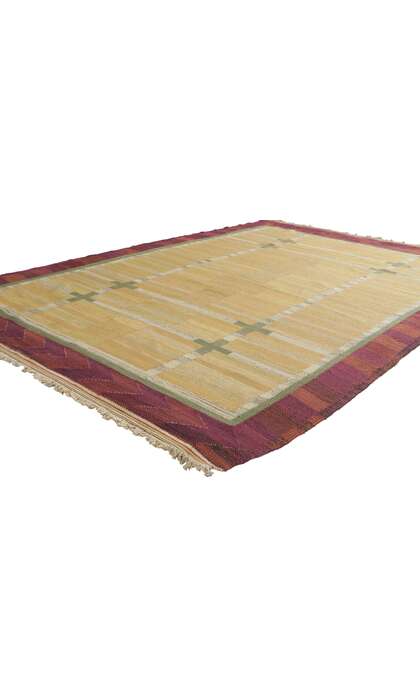 5 x 7 Vintage Swedish Kilim Rug Rollakan 78488