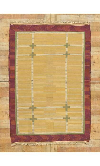 5 x 7 Vintage Swedish Kilim Rug Rollakan 78488
