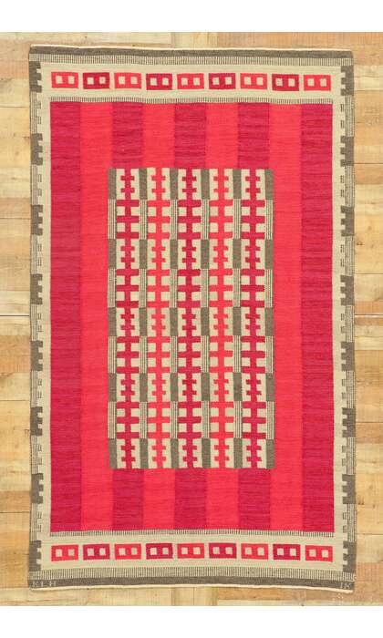 5 x 8 Vintage Swedish Rug Rollakan Irma Kronlund Kristianstad 78480