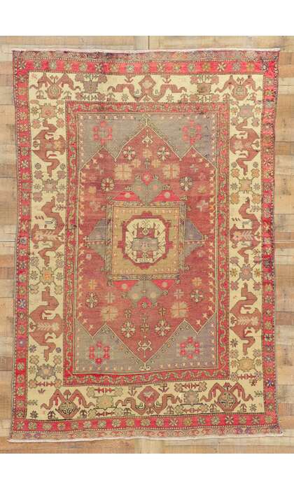 6 x 9 Coloful Vintage Oushak Rug 51789