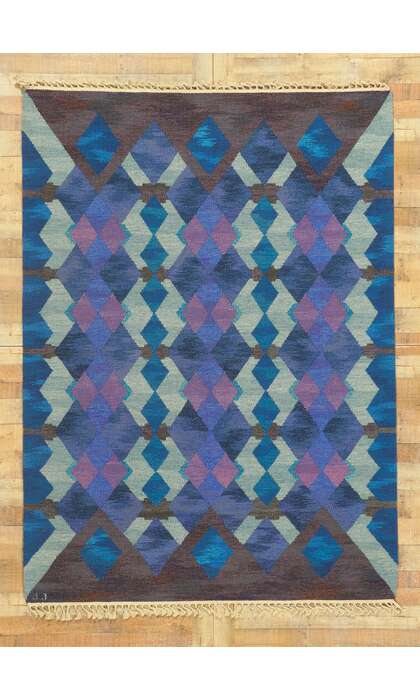 6 x 8 Vintage Swedish Kilim Rug Judith Johansson Rollakan Fonstret 78490