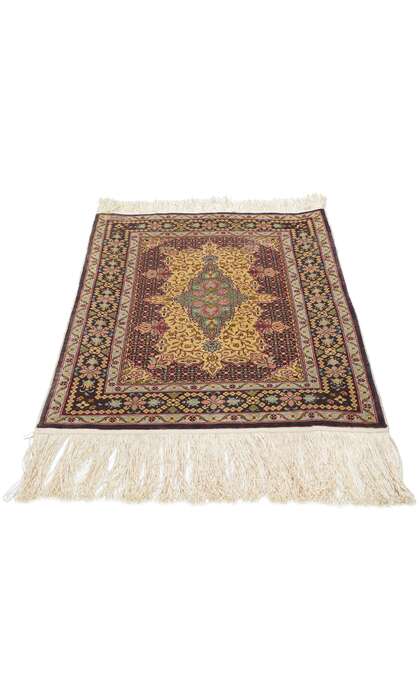 1 x 2 Vintage Turkish Silk Hereke Rug 78516