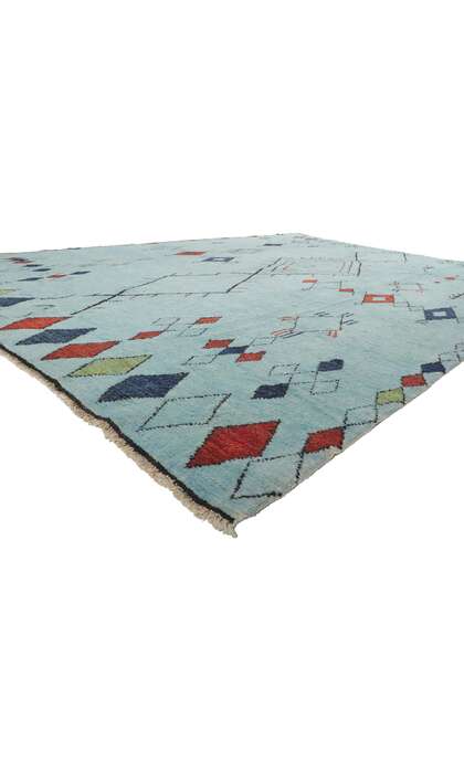 10 x 14 Large Aqua Moroccan Area Rug 80348