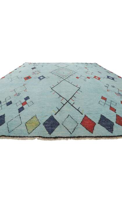 10 x 14 Large Aqua Moroccan Area Rug 80348