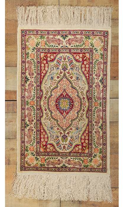 2 x 2 Vintage Turkish Silk Hereke Rug 78515