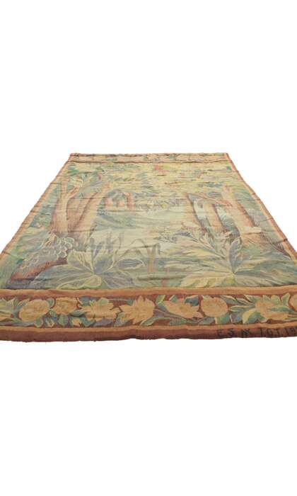 4 x 7 Antique French Scandinavian Verdure Tapestry 78461