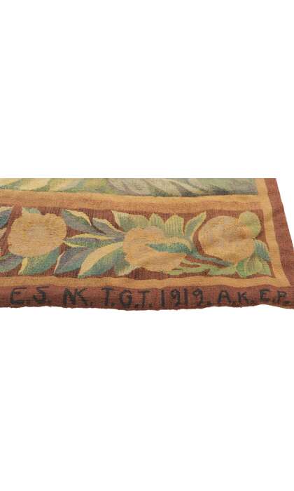 4 x 7 Antique French Scandinavian Verdure Tapestry 78461