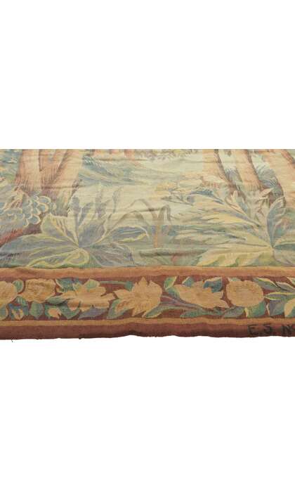 4 x 7 Antique French Scandinavian Verdure Tapestry 78461