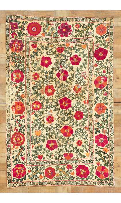 5 x 7 Antique Uzbek Bukhara Suzani Tapestry 78513