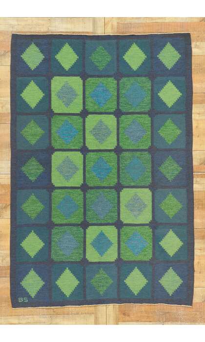 5 x 8 Vintage Swedish Kilim Rug Brita Svefors Rollakan 78493