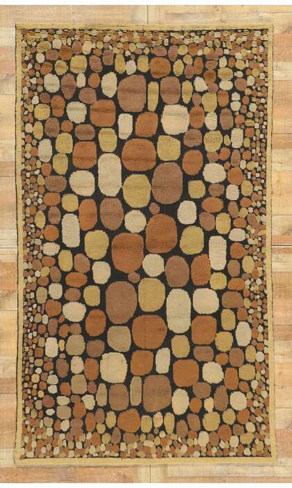 5 x 9 Vintage Swedish Relief Rug Halv-Flossa 78491